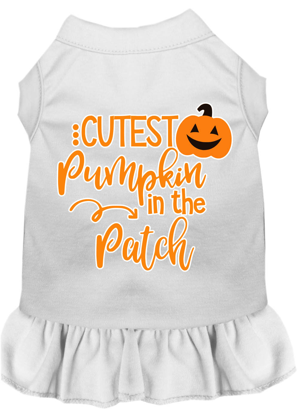 Cutest Pumpkin in the Patch Screen Print Dog Dress White XS